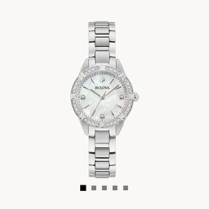 Bulova Silver Watch with Crystal Accents